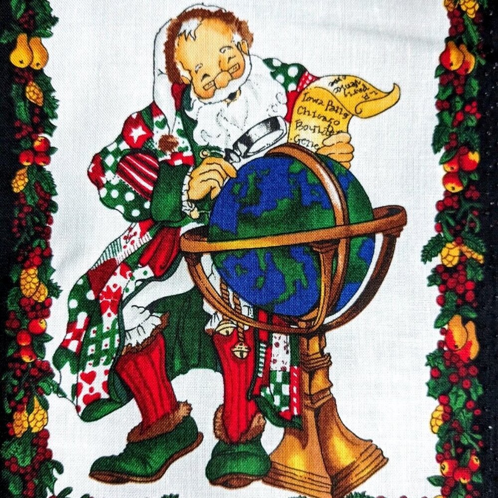 VTG Alexander Henry fabric Christmas He's checking it twice, Nicole de Leon 1992